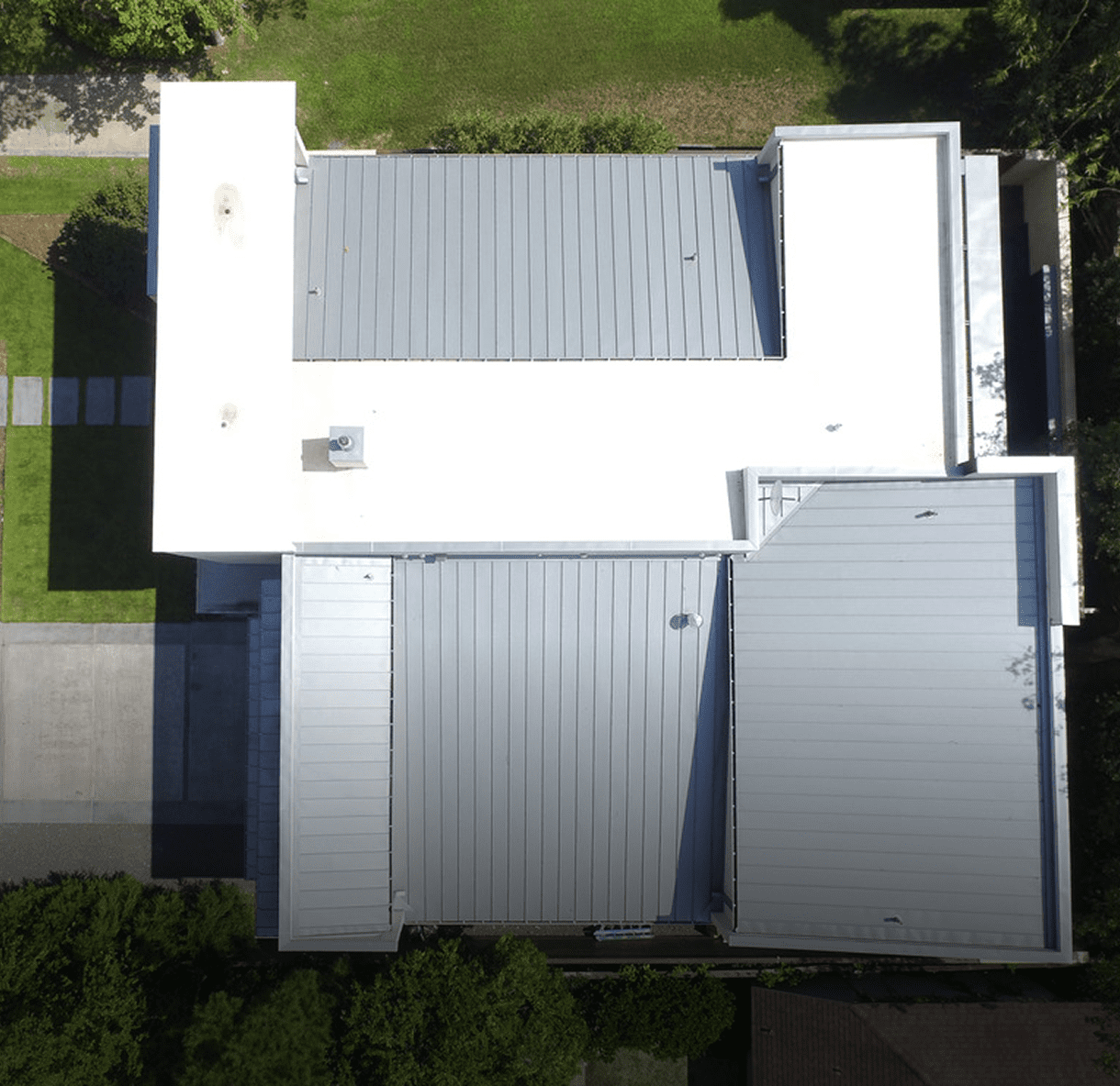 Aerial view of modern house roof