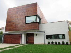 Contemporary home with large windows