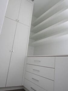 Modern storage unit with cabinets and shelves