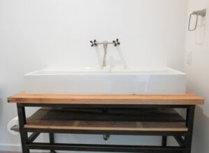 Industrial-style sink and faucet setup