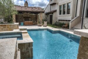 Outdoor pool with stone patio