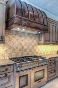 Elegant kitchen with tiled backsplash