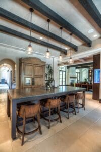 Modern kitchen with wooden beams