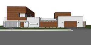 Minimalist architecture with garage