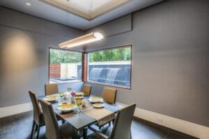 Elegant dining area with natural light