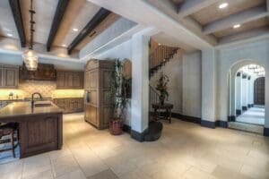 Elegant hallway with staircase and archway