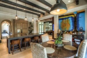 Modern kitchen with abstract art