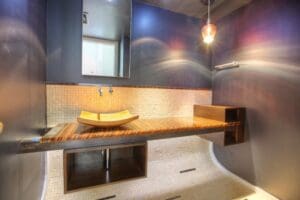 Elegant bathroom interior with pendant light
