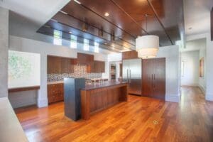 Contemporary kitchen design with stylish wood accents