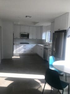 Sunlit kitchen with dining area