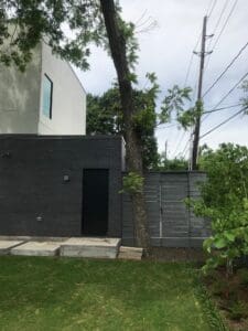 Minimalist architecture near power lines