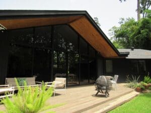 Patio with outdoor seating and greenery