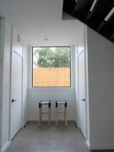 Modern hallway featuring large window